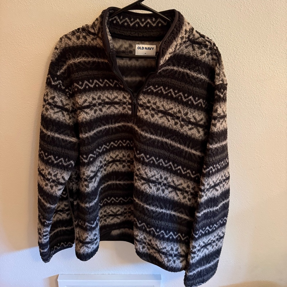 Old Navy Women's Black & Gray Quarter-Zip Sweater